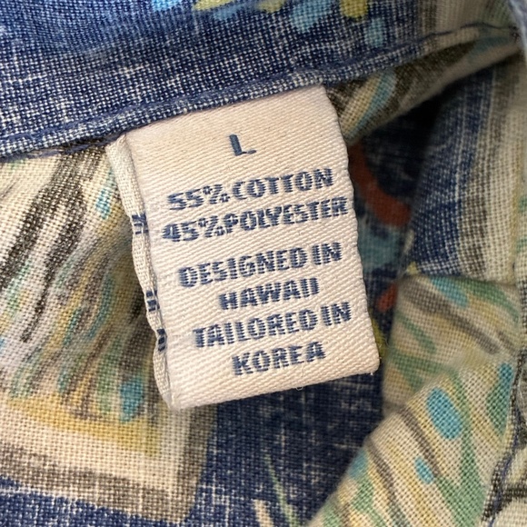 Reyn Spooner Vintage Hawaiian shirt Reverse Print postcard blue popover surf L - Picture 15 of 16